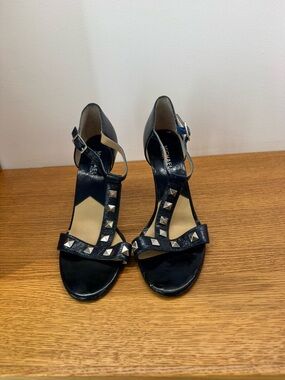 Michael Kors Black Studded T-Strap Heels